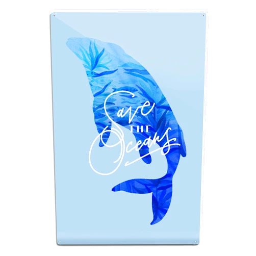 Lantern Press 6x9 Inch Metal Sign, Preserve Our Planet Collection, Whale, Save The Oceans, Contour
