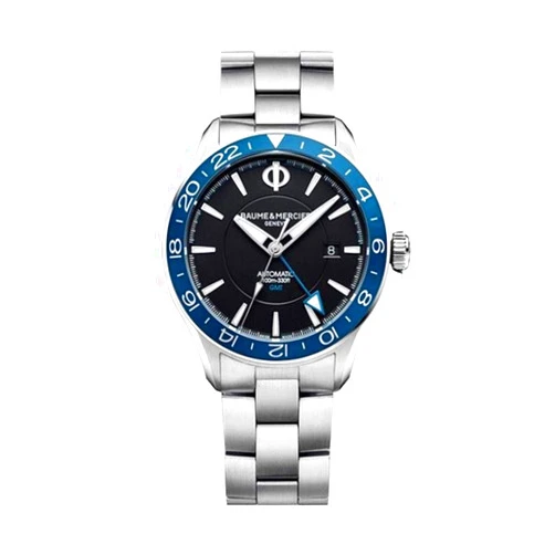 Baume & Mercier Baume et Mercier Clifton Club Automatic GMT Black Dial Men's Stainless Steel Watch 10487