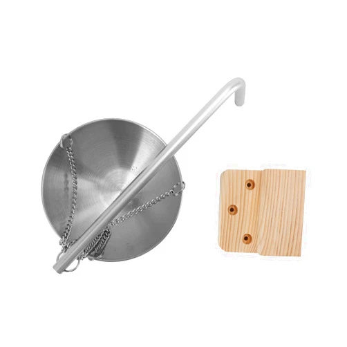 AYNEFY Steel Hanging Sauna Room Aromatherapy Oil Cup Holder Sauna Essential Oil Diffuser with Swinging Arm Wooden Block Screw Traditional Sauna Diffuser Accessories Sauna Bowl Stainless