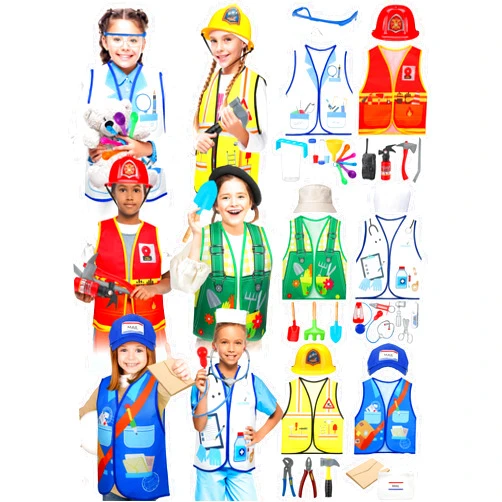 Hungdao 6 Sets Kids Dressing up Costumes Toddler Pretend Play for Age 6-10 Dress up Scientist, Firefighter, Postman, Farmer, Doctor, Engineer