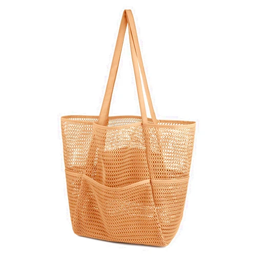 VADOO Mesh Beach Tote Bag, Beach Bags for Women Large Mesh Shoulder Bag Handbags for Beach Picnic Vacation Swimming