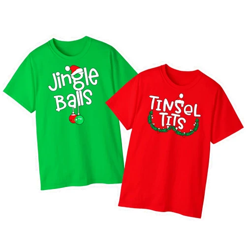 Custom Jingle Balls Tinsel Tits Couple Funny Matching Christmas Shirt, Lover Matching Tee, Xmas Party, YEP Outfits, Christmas Eve Gift for Your Lover, Husband, Wife, Family Members Or Friend