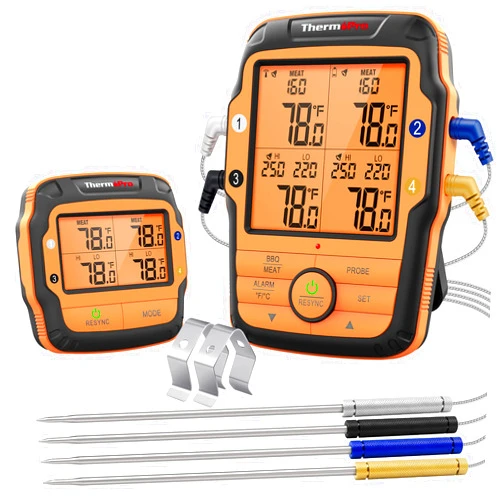 ThermoPro TP27 500FT Long Range Wireless Meat Thermometer for Grilling and Smoking with 4 Probes Smoker BBQ Grill Kitchen Food Cooking Digital Thermometer for Meat
