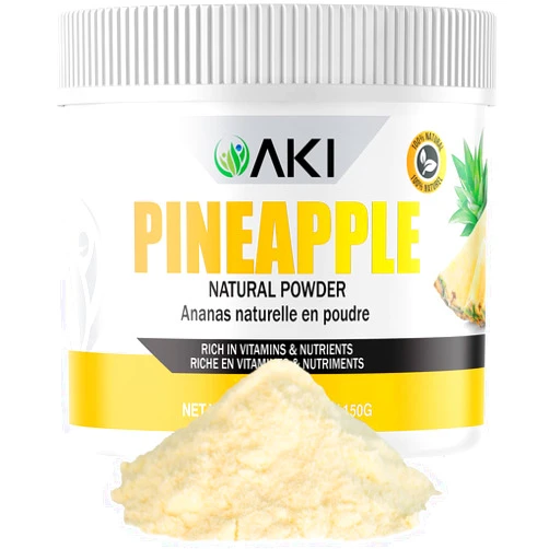 AKI ORGANIC AKI Pineapple Pure Dried Powder - Rich in Vitamin C - Ideal as Booster Supplement for Protein Smoothies Tea Cooking Seasoning Juice Drinks Ice Cream Popsicles (5.29oz/150g)