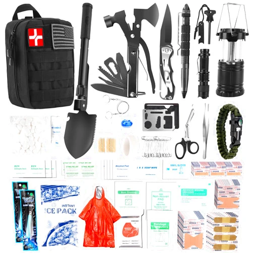 Abpir318 PCS Emergency Survival Kit, Survival Gear and Equipment First Aid Kit Med Supplies for Vehicles Travel Car Camping Hiking Disaster Preparedness, Gifts for Christmas Birthday Him Men