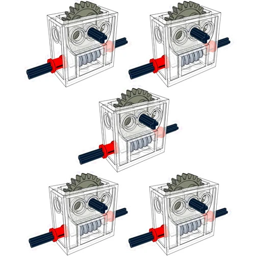 SEEMEY 5 sets of technical parts complete gearbox assembly Trans-Clear Wormbox gear motor reducer block Mindstorms Robotics ev3 NXT MOC Transparent Robotics Power Function Compatible with Part 6588