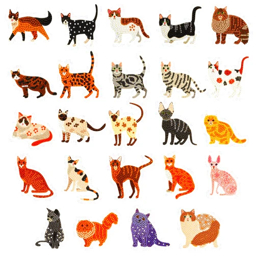 Hungdao 24 Pcs 5D DIY Diamond Sticker Painting Creative Sticker Kids Painting Kits Resin Rhinestone Gem Art Kits for Kids Adult Activity New Year Party Gifts (Cat)