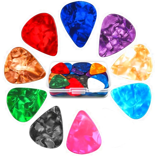 NEWJMM 60Pack Guitar Picks With Organizer Box: Variety Colorful Guitar Pick - Thin, Medium & Heavy 3 Different Thickness for Acoustic Guitar, Metallica Guitar, Electric Guitar, Ukulele Bass