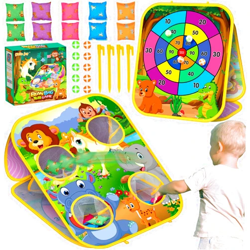 HelloJoy Bean Bag Toss Game Kids Outdoor Toys,Double-Sided Foldable Cornhole Board Backyard Beach Yard Outdoor Toys for Toddler, Outside Lawn Party Activities Toy Gift for Boys Girls Age 3 4 5 6 7 8