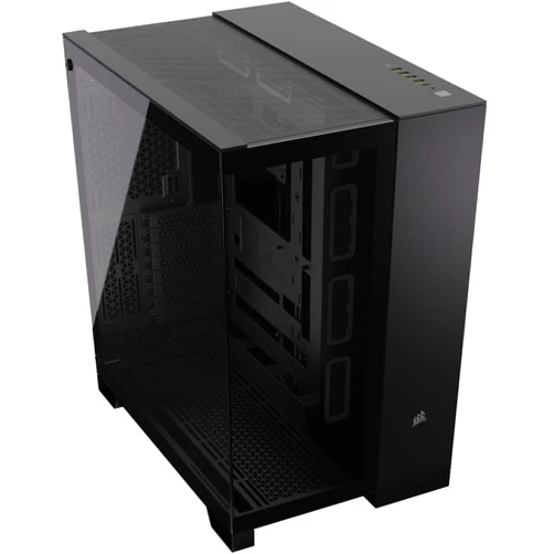 CORSAIR 6500X Mid-Tower ATX Dual Chamber PC Case – Panoramic Tempered Glass – Reverse Connection Motherboard Compatible – No Fans Included – Black