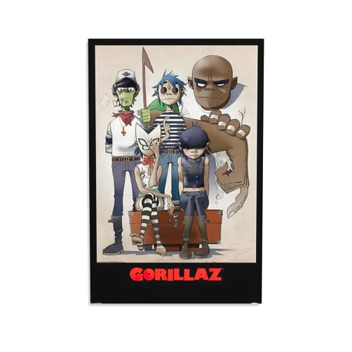 Wklsdrnd Gorillaz Poster Music Poster Rock Band Posters Wall Art Paintings Canvas Wall Decor Home Decor Living Room Decor Aesthetic Prints 12x18inch(30x45cm) Unframe-style