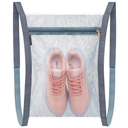 YVVZHOU PANN Shoe Drying Bag, Sneaker Bags for Dryer, Bag for Drying Shoes, Reusable Shoe Dryer Mesh Bags, Honeycomb Net Laundry Bags with Zipper & Strap for Washing Machine, Shoes, Clothing, 15.7x13.8 Inch, Grey