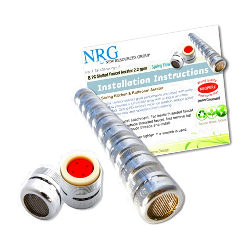 New Resources Group 8 Pc Lifesaver Pro-pack Spring Flo 2.2 Gpm Slotted Faucet Aerator Dual Threaded/Aerated Full Stream | Plumbers Choice