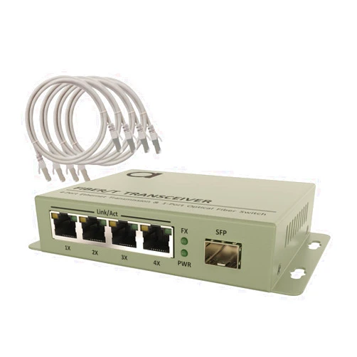ADnet 4 Port Gigabit Ethernet to Open Gigabit SFP Slot Fiber Media Converter | Mini Switch | Supports All Gigabit FX/SX/LX SFP Transceiver Modules & Convert to UTP RJ-45 4x10/100/1/000 RJ-45 Ethernet Ports