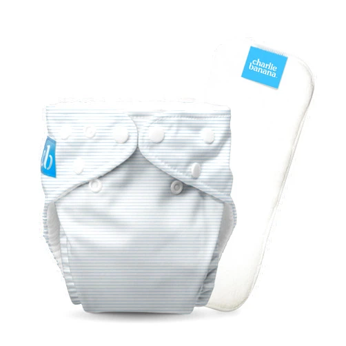 Charlie Banana Cloth Diapers, Reusable, Washable, Adjustable One Size Diaper, for Babies and Toddlers, with Absorbent Insert - Pencil Stripes Blue, 1 Pack