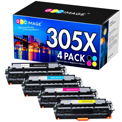 GPC Image Remanufactured Toner Cartridge Replacement for HP 305X 305A CE410X Compatible with Laserjet Pro 400 Color M451dw M451dn M451nw MFP M475dw M475dn M375nw Printer(Black, Cyan, Magenta, Yellow)