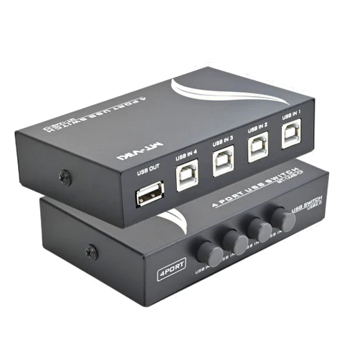 OLLGEN 4 Port USB 2.0 Sharing Manual Switch Box Hub 4 PCS Share Switcher 1 USB Device for Printer Scanner Camera Keyboard (4 Port)