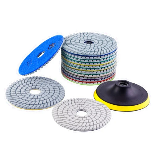 ZFE Diamond Wet Polishing Pads Set, 5 inch 15Pcs Pads for Granite Stone Concrete Marble Floor Grinder or Polisher, 50#-6000# with Hook & Loop Backing Holder Pads for Wet Polisher
