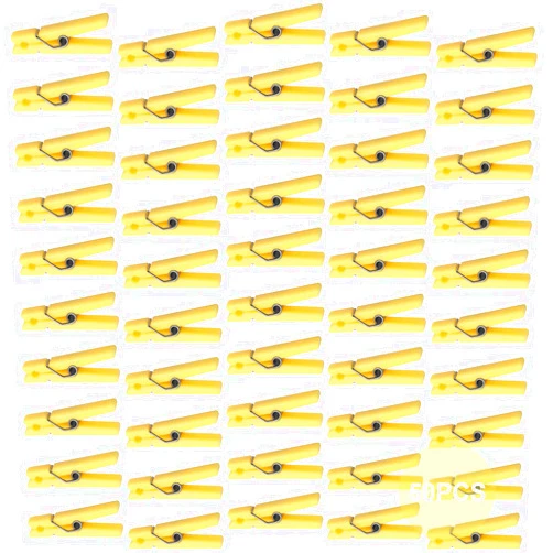 XINHUIDALSQ 50 PCS Small Transparent Plastic Tool Paper Clips Clothespins Clip Clothing Line Clip Photo Clips 1.4 x 0.25 Inch Mini Clothespins Baby Shower Clothing Pins Plastic Small Clips for Party (Yellow)