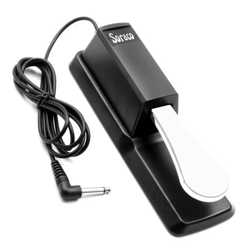 Soraco Sustain Pedal Universal for Yamaha Casio Roland Korg Behringer Moog Piano Midi Electronic keyboards Style with Polarity Switch, 1/4'' Input Plug