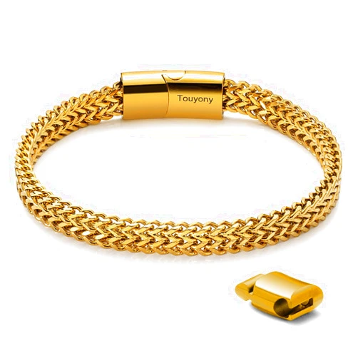 Touyony Men's Bracelet Stainless Steel 6mm Cuban Franco Chain Jewelry Wristband Bracelet Gift for Men Dad Husband Boyfriend Brothers Gold Silver Black Extra Link