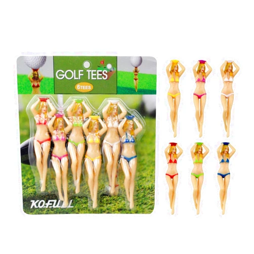 KOFULL Colored Golf Tees, 3 inch Golf Practice Novelty Tees, White Elephant Stocking Stuffer Gifts for Golfer Fun Gift, 6 Pcs