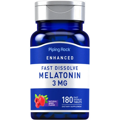 Piping Rock Melatonin 3mg | 180 Fast Dissolve Tablets | Berry Flavor | Adult Support Formula | Non-GMO, Gluten Free