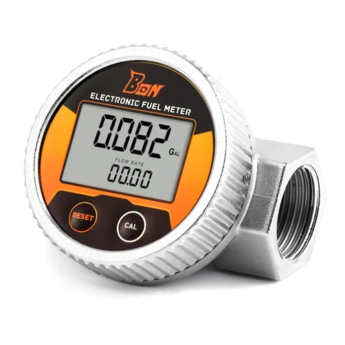Bonvoisin Turbine Flow Meter Waterproof 1 inch NPT Thread Fuel Flowmeter ±1% Accuracy LCD Display Flow Meter for Diesel Kerosene Gasoline 2-26.4 GPM