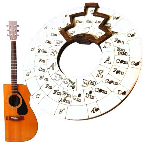 Rosojodg 1Pc Wooden Melody Tool,Circle Wooden Wheel and Musical Educational Tool, Circle of Fifths Wheel, Chord Wheel for Musicians, Musical Instruments and Accessories, for Notes, Music Tuning Accessories