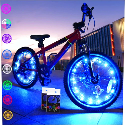 TINANA 2 Tire Pack LED Bike Wheel Lights Ultra Bright Waterproof Bicycle Spoke Lights Cycling Decoration Safety Warning Tire Strip Light for Kids Adults Night Riding