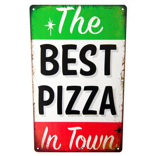 ERLOOD The Best Pizza in Town Tin Sign Home Kitchen Signs Wall Decor Metal Funny Art Retro Vintage Distressed 12 X 8