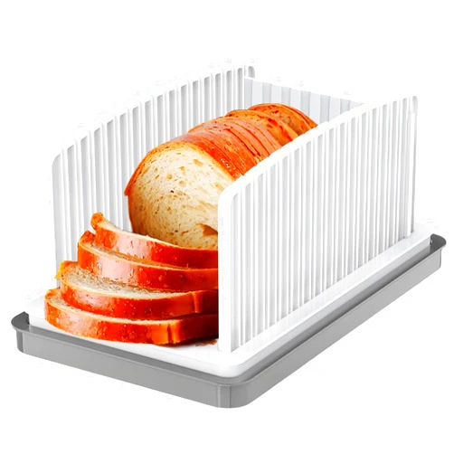 Yahluer Manual Bread Slicer for Homemade Bread Upgrade Bread Slicer Guide with Adjustable Width and Crumb Tray Foldable Bread Loaf Slicer for Kitchen,RV,Boat and Camping Use