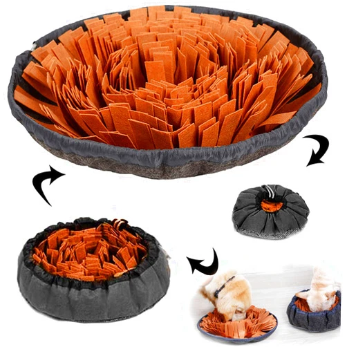 AWOOF Pet Snuffle Mat for Dogs, Interactive Feed Game for Boredom, Encourages Natural Foraging Skills for Cats Dogs Bowl Travel Use, Dog Treat Dispenser Indoor Outdoor Stress Relief (Brown)