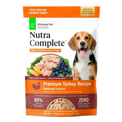 ULTIMATE PET NUTRITION Nutra Complete Raw Freeze Dried Premium Adult Dog Food Reduced Calorie (1 Pound, Turkey)