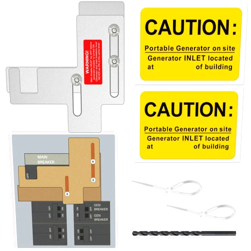 Inzizik Generator Interlock Kit fit for Murray or Siemens 150 or 200 amp Panels, 7/8-1 1/4 Inch Spacing Between Main and Branch Breaker, Generator Interlock Kit for Safe Outdoor Portable Power Use