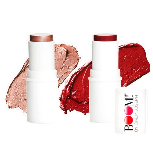 BOOM! by Cindy Joseph Boomstick Berry Duo - Blush Stick in Berry & Highlighter Stick Moisturizer Stick - Multi-Use Vegan Makeup Sticks