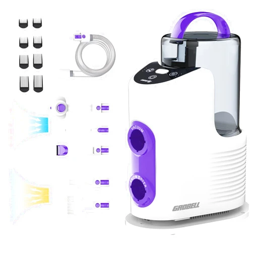 GROBELL Dog Blow Dryer & Grooming Vacuum Kit: 2.5L 16kPa Professional Dog Clippers Groomer for Pet Hair Tool Cat Trimmer for Long or Short Hair Dogs Shavers for Thick Coat Shedding Brush & Deshedding