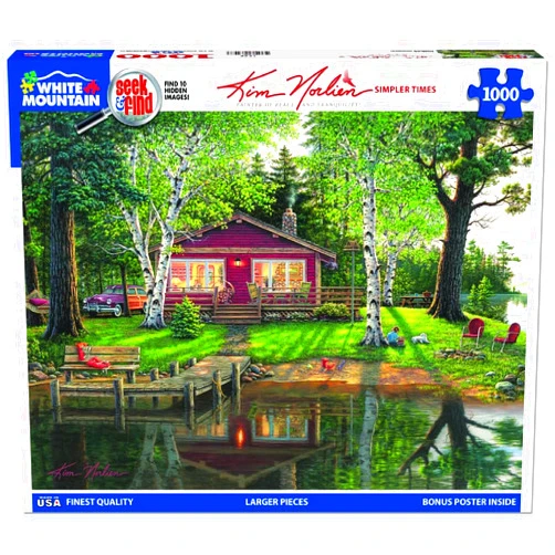 White Mountain Puzzles Simpler Times 1000 Piece Jigsaw Scenic Lake House