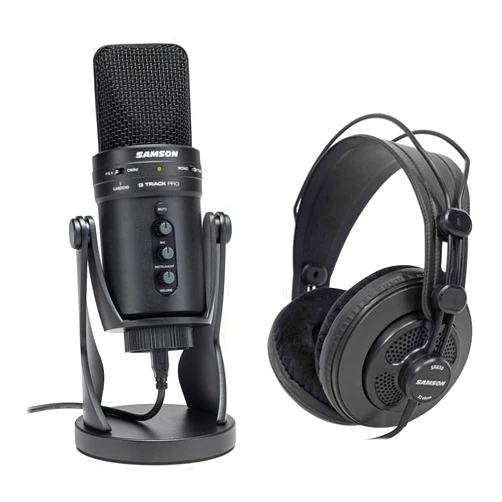 Audiosavings Bundle: G-Track Pro Studio USB Condenser Microphone Mic+Built in Audio Interface Bundle with SR850 Professional Semi-Open Studio Reference Monitoring Headphones (2 Items)