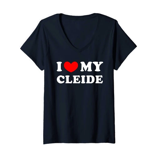 Personalized For Cleide & Friends I Love My Cleide, I Heart My Cleide V-Neck T-Shirt