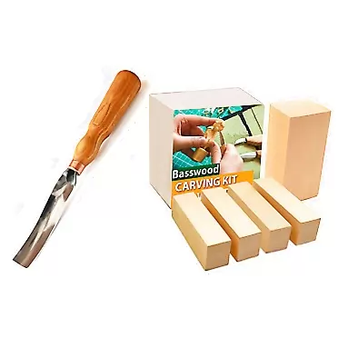 BeaverCraft Wood Carving Gouge Chisel 7L/22 Basswood Carving Blocks BW1 Wood Carving Tools Bowl Carving