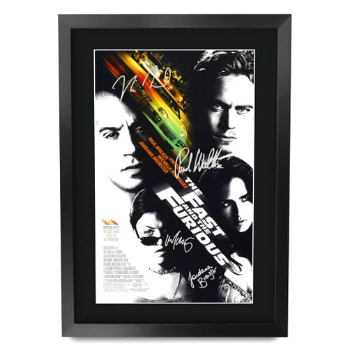 HWC Trading The Fast and the Furious Paul Walker, Vin Diesel 16 x 12 inch Framed Gifts Printed Poster Signed Autograph Picture for Movie Memorabilia Fans - 16