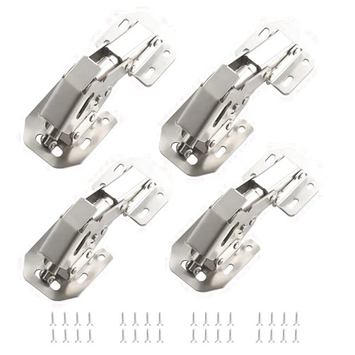 JINWOKEJI 4 Pcs Soft Close Damping Hinges, Concealed Kitchen Cabinet Hinges, Frameless Hidden Hinges for Cupboard Door, Easy Installation Surface Mount Hinges with 32pcs Stainless Steel Screws, 90 Degree