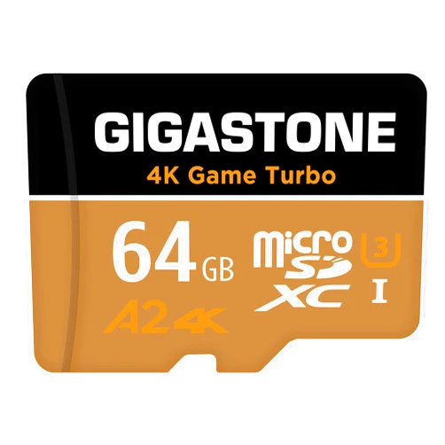 Gigastone [5-Yrs Free Data Recovery] Gigastone 64GB Micro SD Card, 4K Game Turbo, MicroSDXC Memory Card for Nintendo-Switch, GoPro, Action Camera, DJI, Drone, UHD Video, R/W up to 95/35MB/s UHS-I U3 A2 V30 C10