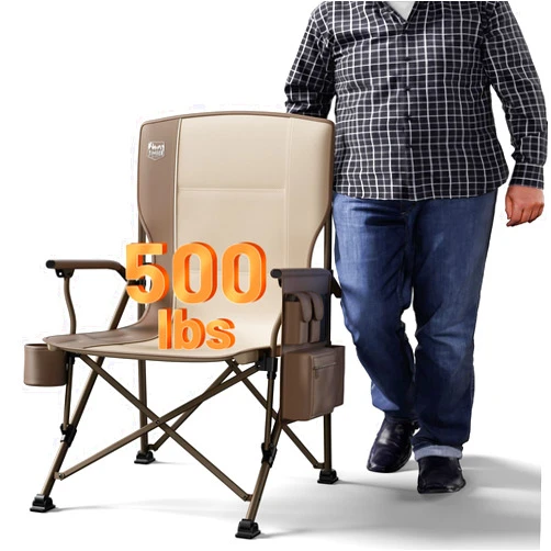 TIMBER RIDGE Oversized Folding Camping Chair High Back Heavy Duty for Adults Support up to 500lbs with Cup Holder, Side Pocket Cooler Bag