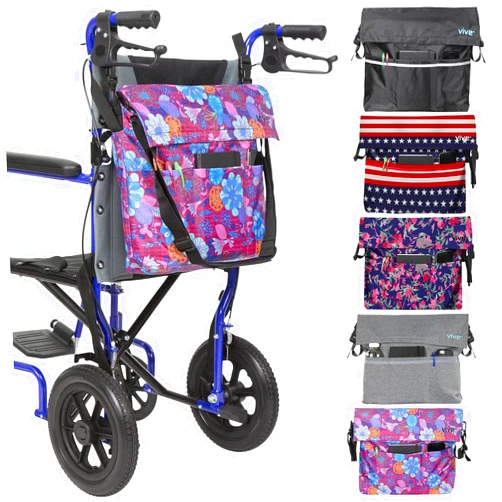 Vive XL Wheelchair Bag - Waterproof, Scratch-Resistant, Double-Stitched, Machine Washable Accessory for Adults, Seniors, 15 Colors - Storage Walker Backpack to Hang on Back of Wheel Chair