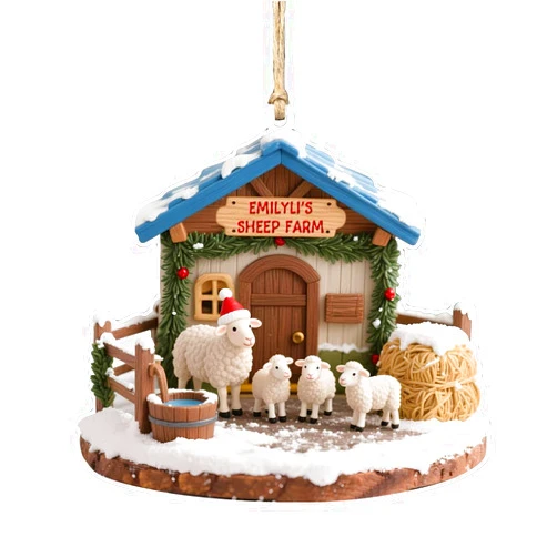 Condlin Custom Name Sheep Animals Xmas Hanging Ornament Personalized Sheep Farmhouse Family Farm and Animal Hanging Keepsake Customized Animal Lover Xmas Gifts Holiday Ornament for Farm Lover