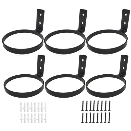 Kunzye Plant Holder Ring 4 inch Wall Mounted Metal 6 Pack Hanging Plant Stand,Plant Hangers Outdoor for Flower Plant Herb