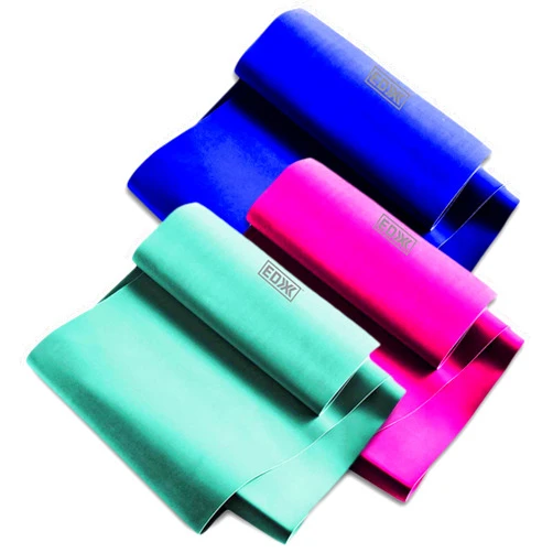 EDX Flat 12 Inch Resistance Bands for Fitness or Physical Therapy, Set of 3 Latex-Free Bands