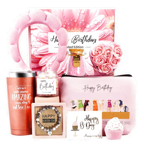 Keliperry Happy Birthday Gifts for Women Friendship, Rose Birthday Gifts Basket for Women Her Girls Daughter Friend Sister Coworker, Bath Relaxing Spa Gifts Set,Self Care Unique Birthday Gifts Box for Women